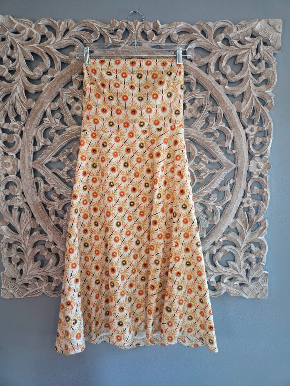 J Crew Floral Cotton Seersucker Strapless Dress Orange Brown Floral Size 2